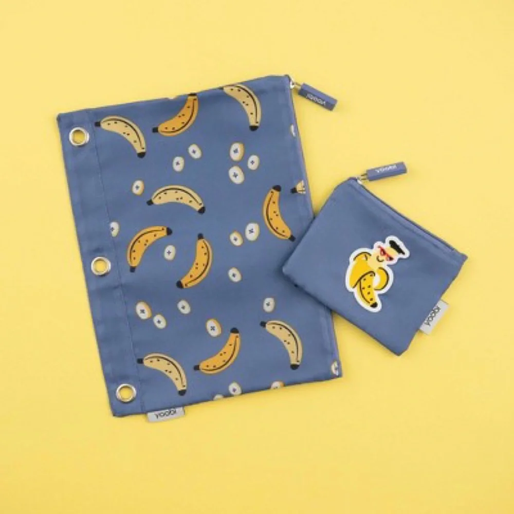 Yoobi Deep Periwinkle & Bananas Case & Coin Pouch